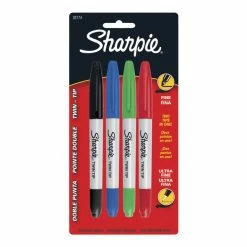 Flash Sale 😉 Sharpie Twin Tip Permanent Marker, Fine/Ultra Fine, Assorted Colors, Set Of 4 😍 -School Smart - shop 038129 SPR ecommfullsize