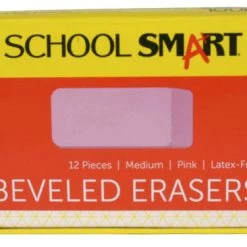 Hot Sale 🧨 School Smart Beveled Block Erasers, Medium, Pink, Pack Of 12 💯