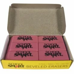 Hot Sale 🧨 School Smart Beveled Block Erasers, Medium, Pink, Pack Of 12 💯 -School Smart - shop 077355 B ecommfullsize