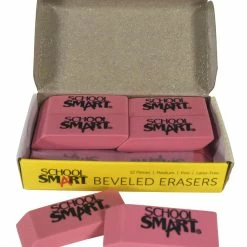 Hot Sale 🧨 School Smart Beveled Block Erasers, Medium, Pink, Pack Of 12 💯 -School Smart - shop 077355 C ecommfullsize