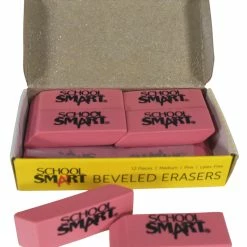 Hot Sale 🧨 School Smart Beveled Block Erasers, Medium, Pink, Pack Of 12 💯 -School Smart - shop 077355 D ecommfullsize