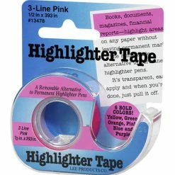 Budget 🧨 Lee Products Lee 3-Line Removable Highlighter Tape, 1/2 X 393 Inches With Dispenser, Pink 🎁
