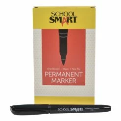 Hot Sale 👍 School Smart Permanent Markers, Fine Tips, Black, Pack Of 12 👏