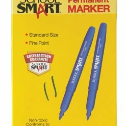 Best deal 🥰 School Smart Non-Toxic Quick-Drying Water Resistant Permanent Marker, 1 Mm Fine Tip, Blue, Pack Of 12 🛒