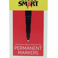 Promo 🧨 School Smart Permanent Markers, Extra Fine Tip, Black, Pack Of 12 ✨
