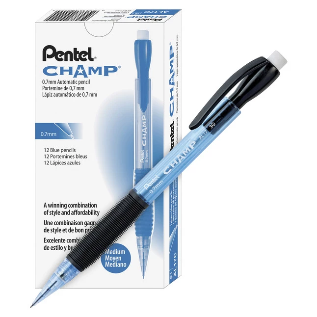Hot Sale ๐ฅฐ Pentel Champ Refillable Mechanical Pencil With Lead And Refill Eraser, 0.7 Mm Tip, Blue, Pack Of 12 ๐ฏ 3 Hot Sale ๐ฅฐ Pentel Champ Refillable Mechanical Pencil With Lead And Refill Eraser, 0.7 Mm Tip, Blue, Pack Of 12 ๐ฏ