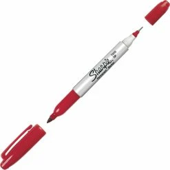 Hot Sale 💯 Sharpie Sanford Permanent Marker, Fine, Ultra Fine (Twin) Tip, Red Ink, Pack Of 12 🔥
