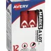 Discount ⌛ Avery Marks-A-Lot Desk Style Non-Toxic Regular Permanent Marker, Chisel Tip, Red Ink, Pack Of 12 ⌛ -School Smart - shop 1074386 SPR ecommfullsize