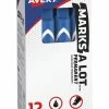 Best Sale 🎁 Avery Marks-A-Lot Desk Style Non-Toxic Large Permanent Marker, 3/16 In Chisel Tip, Blue, Pack Of 12 😀