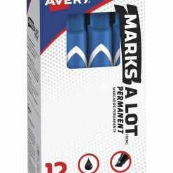 Best Sale 🎁 Avery Marks-A-Lot Desk Style Non-Toxic Large Permanent Marker, 3/16 In Chisel Tip, Blue, Pack Of 12 😀
