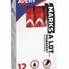 Deals ⌛ Avery Marks-A-Lot Desk Style Non-Toxic Large Permanent Marker, 3/16 In Chisel Tip, Red, Pack Of 12 ✔️