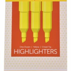 Best Sale 👏 School Smart Pen Style Highlighters, Chisel Tip, Yellow, Pack Of 12 ⭐