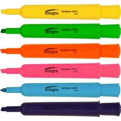 Promo ✨ Integra Desk Style Liquid Ink Highlighter Chisel Tip, Assorted Fluorescent Color, Pack Of 6 ⌛ -School Smart - shop 1311040 B ecommfullsize