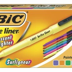 Brand new 😉 BIC Brite Liner Chisel Tip Pocket Style Highlighter, Assorted Colors, Set Of 12 😍