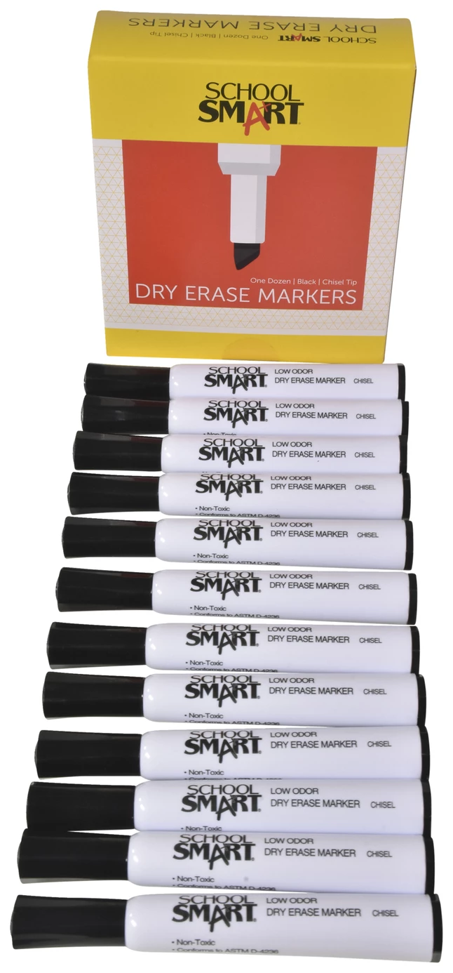 Outlet ๐คฉ School Smart Dry Erase Marker, Low Odor, Chisel Tip, Black, Pack Of 12 ๐ฅฐ 7 Outlet ๐คฉ School Smart Dry Erase Marker, Low Odor, Chisel Tip, Black, Pack Of 12 ๐ฅฐ - Image 5