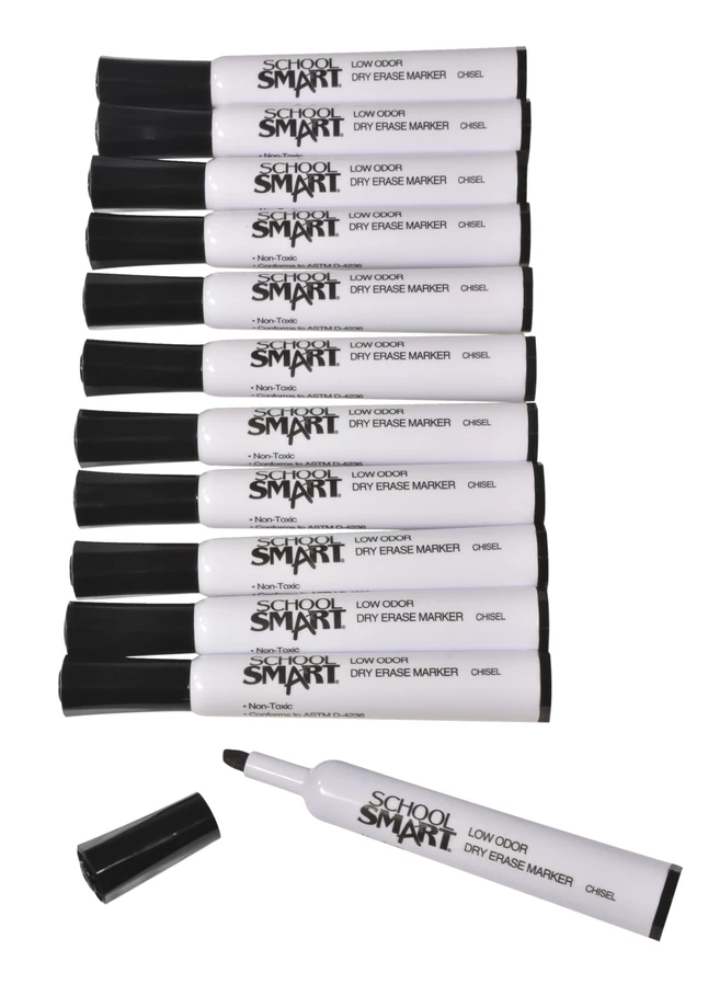 Outlet ๐คฉ School Smart Dry Erase Marker, Low Odor, Chisel Tip, Black, Pack Of 12 ๐ฅฐ 5 Outlet ๐คฉ School Smart Dry Erase Marker, Low Odor, Chisel Tip, Black, Pack Of 12 ๐ฅฐ - Image 3