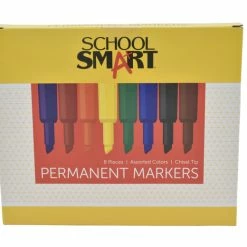 Cheap ✔️ School Smart Permanent Markers, Broad Chisel Tips, Assorted Colors, Set Of 8 ❤️