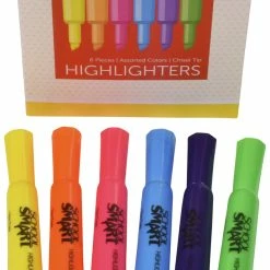 Outlet 🎁 School Smart Non-Toxic Tank Style Highlighter Set, Chisel Tip, Assorted Colors, Set Of 6 🔥 -School Smart - shop 1354258 B ecommfullsize