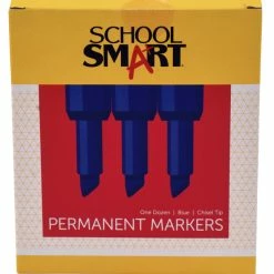Best Pirce 😉 School Smart Non-Toxic Permanent Marker, Broad Chisel Tip, Blue, Pack Of 12 🎁