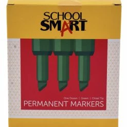 Discount 🧨 School Smart Non-Toxic Permanent Marker, Broad Chisel Tip, Green, Pack Of 12 ⭐