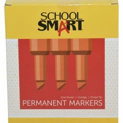 Brand new 🎁 School Smart Non-Toxic Permanent Marker, Broad Chisel Tip, Orange, Pack Of 12 👏