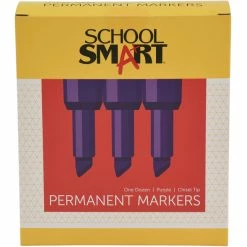 Cheap 😀 School Smart Permanent Marker, Broad Chisel Tip, Purple, Pack Of 12 💯