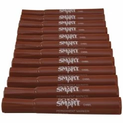 Deals 🎉 School Smart Permanent Marker, Broad Chisel Tip, Brown, Pack Of 12 🔔 -School Smart - shop 1354265 B ecommfullsize