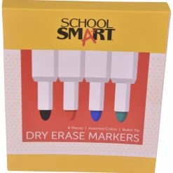 Discount 😍 School Smart Dry Erase Markers, Bullet Tip, Low Odor, Assorted Colors, Set Of 8 😀