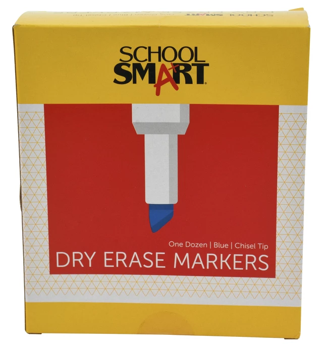 Wholesale 🤩 School Smart Low Odor Non-Toxic Dry Erase Marker, Chisel Tip, Blue, Pack Of 12 🛒 3 Wholesale 🤩 School Smart Low Odor Non-Toxic Dry Erase Marker, Chisel Tip, Blue, Pack Of 12 🛒