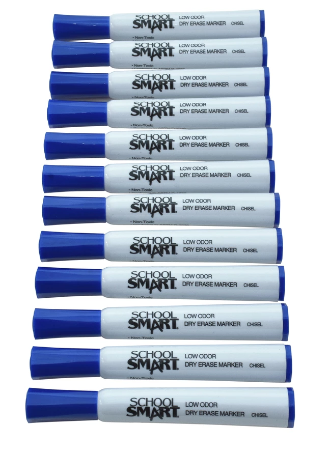 Wholesale 🤩 School Smart Low Odor Non-Toxic Dry Erase Marker, Chisel Tip, Blue, Pack Of 12 🛒 6 Wholesale 🤩 School Smart Low Odor Non-Toxic Dry Erase Marker, Chisel Tip, Blue, Pack Of 12 🛒 - Image 4