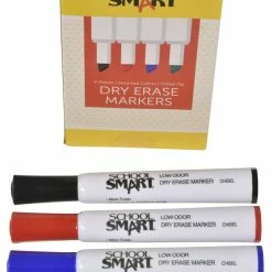 Outlet 👍 School Smart Dry Erase Marker, Chisel Tip, Assorted Colors, Pack Of 4 🤩 -School Smart - shop 1400750 B ecommfullsize
