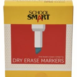 Outlet 🤩 School Smart Low Odor Non-Toxic Dry Erase Marker, Chisel Tip, Green, Pack Of 12 🎁