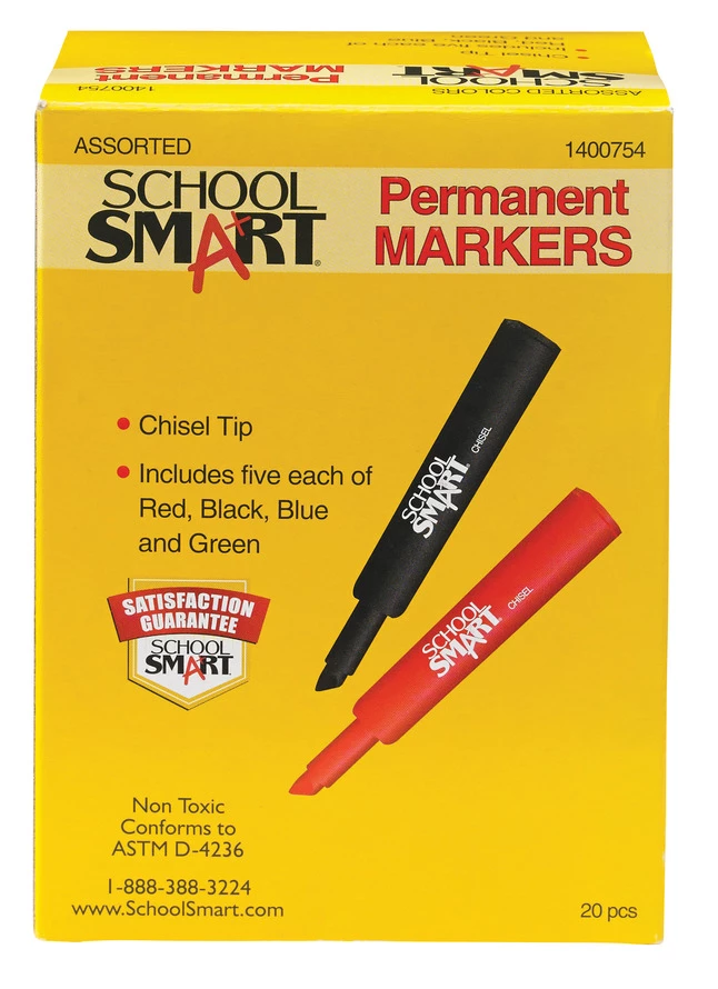Best reviews of 🎁 School Smart Permanent Marker Set, Broad Chisel Tip, Assorted Colors, Set Of 20 🤩 3 Best reviews of 🎁 School Smart Permanent Marker Set, Broad Chisel Tip, Assorted Colors, Set Of 20 🤩