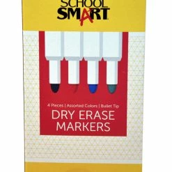 Outlet 😀 School Smart Low Odor Non-Toxic Dry Erase Marker, Bullet Tip, Assorted, Set Of 4 👏