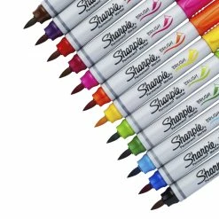 Best deal 🎉 Sharpie Permanent Marker, Brush Tip, Assorted Color, Set Of 12 💯 -School Smart - shop 1438024 B ecommfullsize