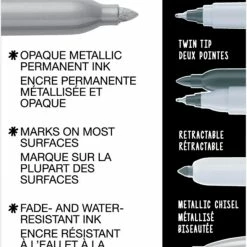 Deals 🧨 Sharpie Sanford Metallic Non-Toxic Quick-Drying Permanent Marker, Fine Tip, Gold/Silver, Pack Of 2 💯 -School Smart - shop 1446377 B ecommfullsize