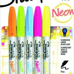 Brand new 🔔 Sharpie Non-Toxic Permanent Marker Set, Fine Tip, Assorted Neon Color, Set Of 5 😍