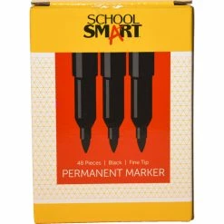 Best Pirce 🌟 School Smart Non-Toxic Quick-Drying Water Resistant Permanent Marker, 1.0 Mm Fine Tip, Black, Pack Of 48 🎉 -School Smart - shop 1593079 B ecommfullsize
