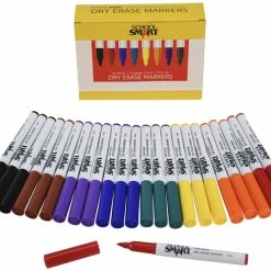 Outlet 👍 School Smart Dry Erase Pen Style Marker, Fine Tip, Assorted Colors, Set Of 24 👍 -School Smart - shop 1593098 E ecommfullsize