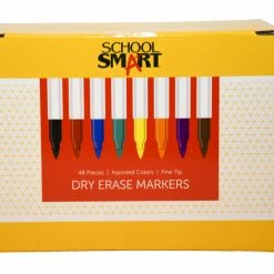 Cheapest 💯 School Smart Dry Erase Pen Style Markers, Fine Tip, Assorted Colors, Set Of 48 ❤️