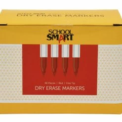 Coupon 😀 School Smart Dry Erase Pen Style Marker, Fine Tip, Red, Pack Of 48 🥰