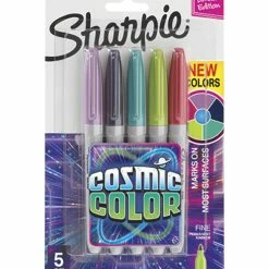 Best Pirce 👏 Sharpie Cosmic Color Permanent Markers, Fine Point, Assorted Colors, Pack Of 5 😉