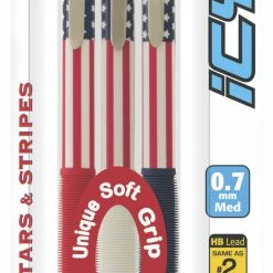 Wholesale 😉 Pentel Icy Stars & Stripes Mechanical Pencils, 0.7mm Lead, Red/White/Blue, Pack Of 3 ❤️
