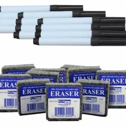 Hot Sale 🔥 Flipside Dry Erase Pen And Eraser Pack, Black, 12 Each, 24 Total Pieces 👍