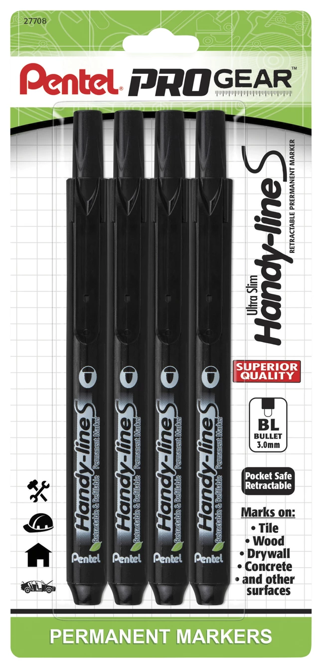 Brand new ๐งจ Pentel PROGear 3.0mm Ultra Slim Hand-lines Marker, Bullet Style, Black, Pack Of 4 ๐ 3 Brand new ๐งจ Pentel PROGear 3.0mm Ultra Slim Hand-lines Marker, Bullet Style, Black, Pack Of 4 ๐