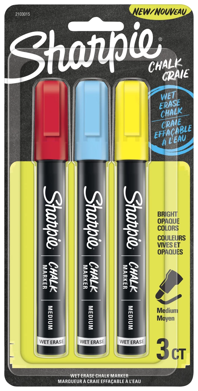 Cheapest ๐ Sharpie Wet Erase Chalk Markers, Assorted Primary Colors, Set Of 3 ๐ 3 Cheapest ๐ Sharpie Wet Erase Chalk Markers, Assorted Primary Colors, Set Of 3 ๐