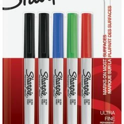 Coupon 👏 Sharpie Permanent Markers, Ultra Fine Point, Assorted Colors, Set Of 5 🎁