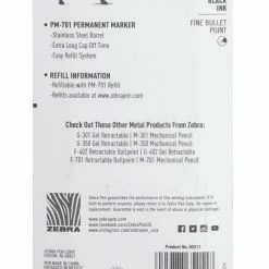 Outlet ๐ Zebra Pen PM-701 Permanent Marker, Refillable, Fine Bullet Tip, Stainless Steel Barrel/Black Ink ๐งจ 8 Outlet ๐ Zebra Pen PM-701 Permanent Marker, Refillable, Fine Bullet Tip, Stainless Steel Barrel/Black Ink ๐งจ -School Smart - shop 2049564 D ecommfullsize