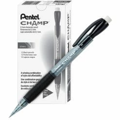 Deals 🧨 Pentel Champ Mechanical Pencils, 0.5mm, Black, Pack Of 12 🛒