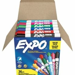 New 😀 EXPO Low Odor Dry Erase Markers, Chisel Tip, Assorted Colors, Set Of 36 ⌛ -School Smart - shop 2087528 A ecommfullsize